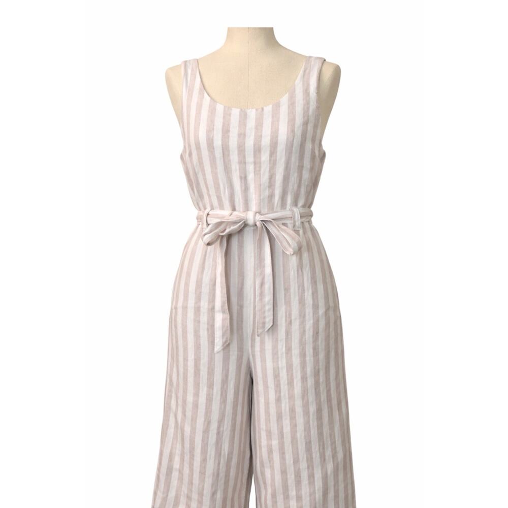 Saint Tropez West Striped Sleeveless Jumpsuit in Light Pink and White